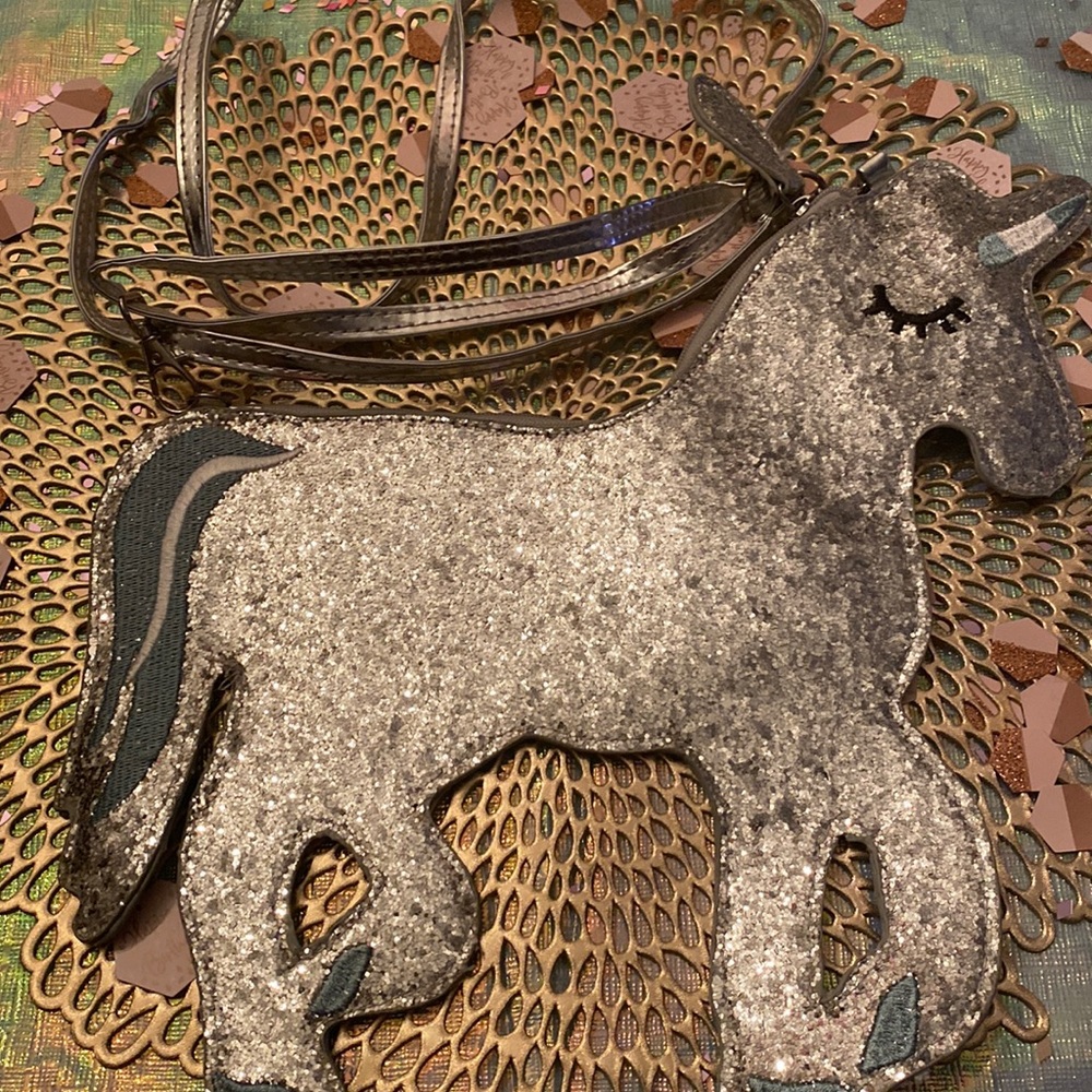 Sm Silver Glitter Unicorn Purse